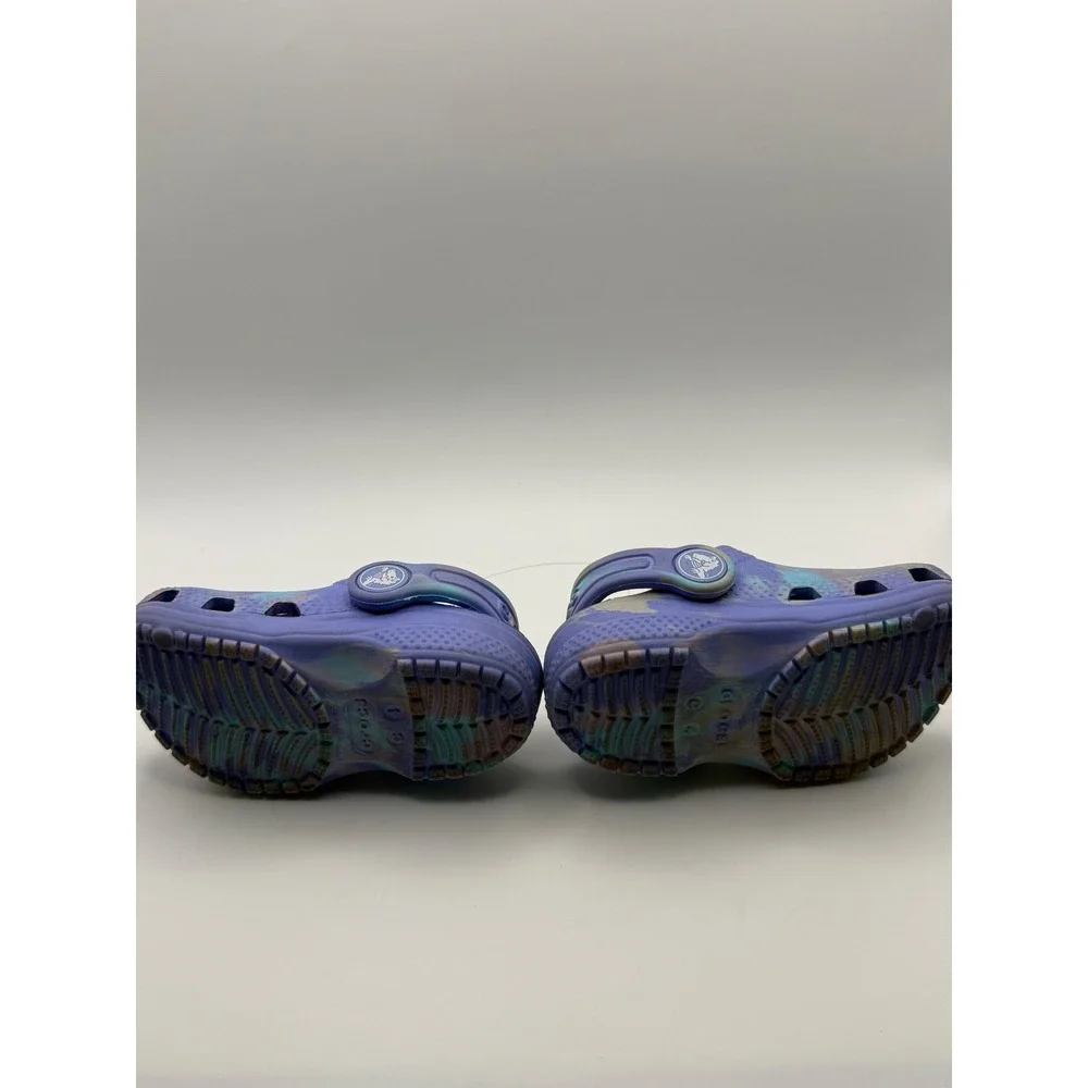 Crocs Kids Classic Clog Purple Blue Marble Swirl Slip On Shoes Size C4